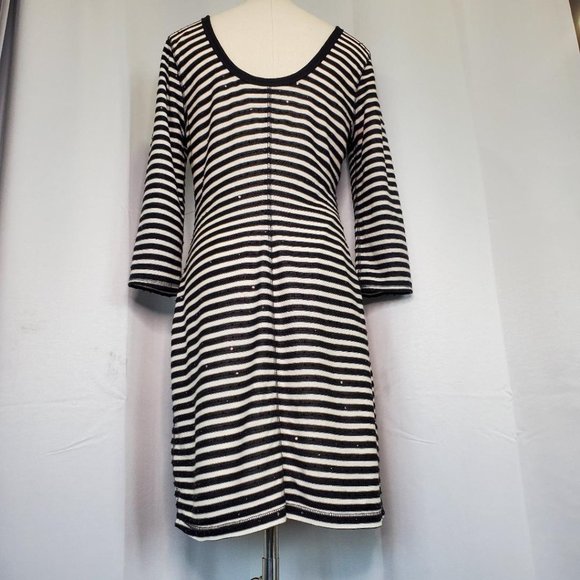 Express Sequin Black & White Stripe Dress - Picture 9 of 10